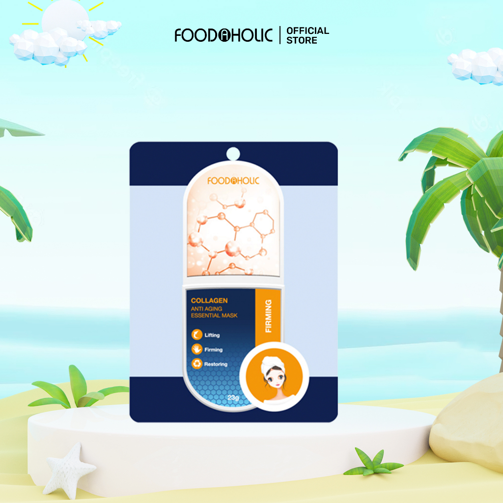 Mặt nạ Collagen giảm nếp nhăn, căng bóng da Foodaholic COLLAGEN Anti Aging Essential Mask 23g