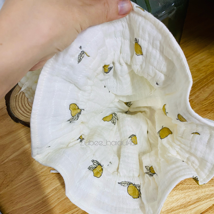 Mũ xô muslin hình mềm thoáng cho bé 0-18tháng có nút điều chỉnh