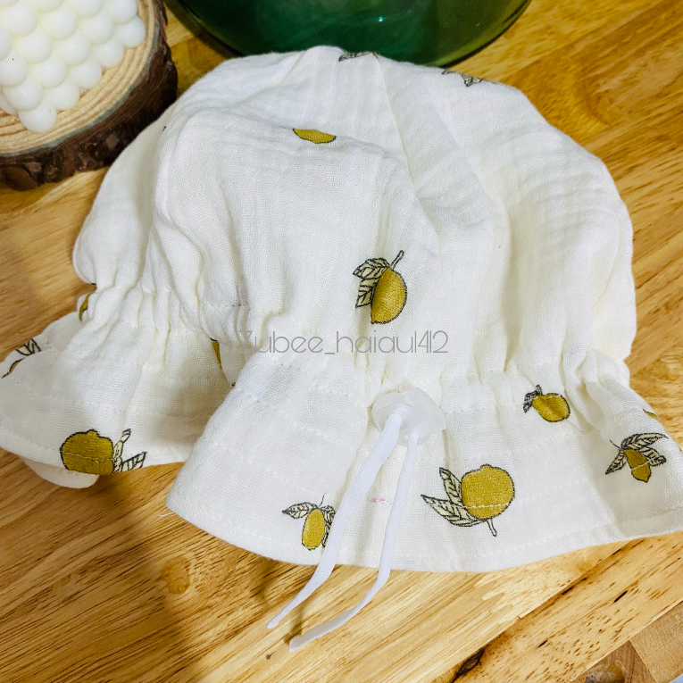 Mũ xô muslin hình mềm thoáng cho bé 0-18tháng có nút điều chỉnh
