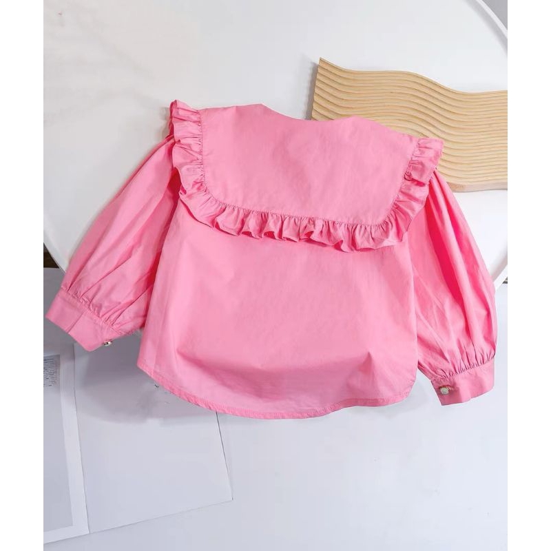 Áo  somi cổ tiểu thư thêu hoa tay bồng xinh xắn bé gái