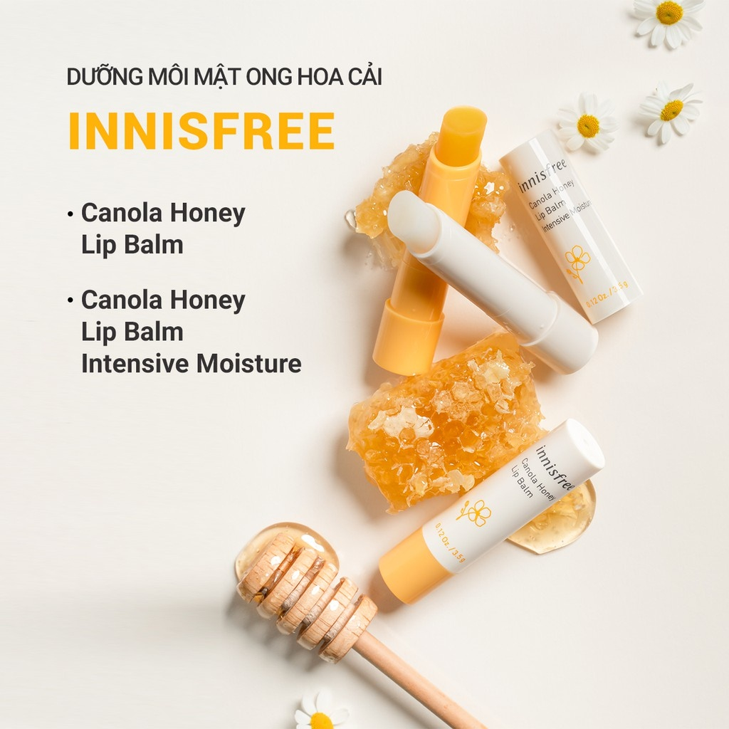 Son dưỡng môi không màu innisfree Canola Honey Lip Balm Deep Moisture 3.5g