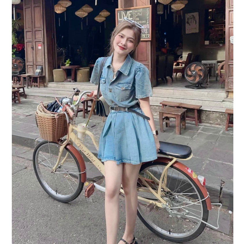 Váy bò kèm đai về đơn giản cực đẹp DN864