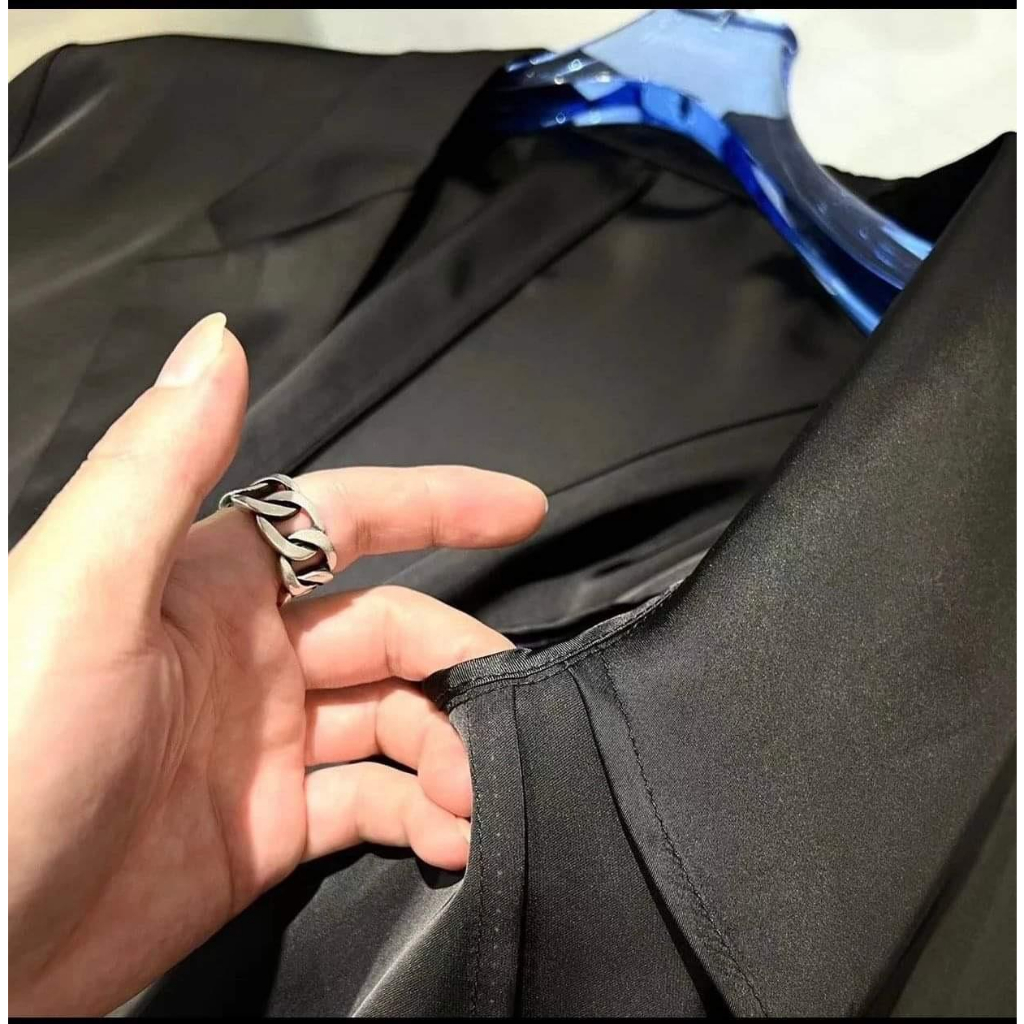 Bộ Vest V.A fashion local brand vãi mango bóng dầy 6 nút Trơn