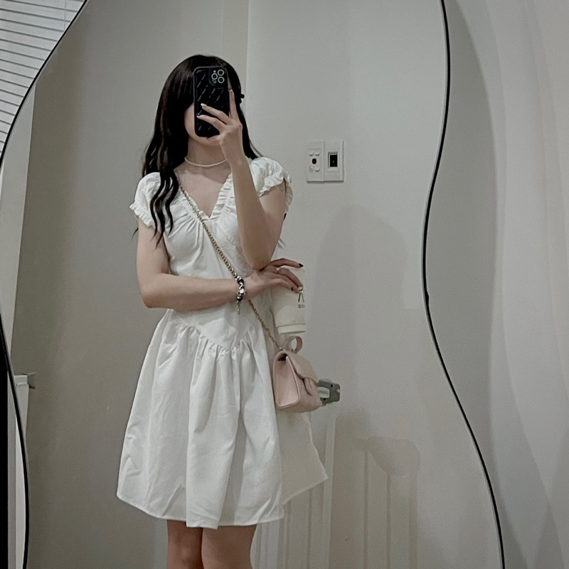 VÁY THÔ TAY NHÚN CHIẾT EO 2 LOẠI DÁNG NGẮN-DÀI