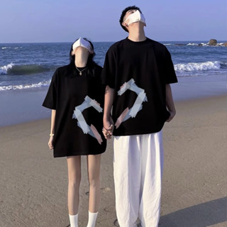 Set đồ đôi áo thun tay lỡ form rộng  trái tim nam nữ mặc cùng người yêu quà tặng bạn gái L66 [A122]