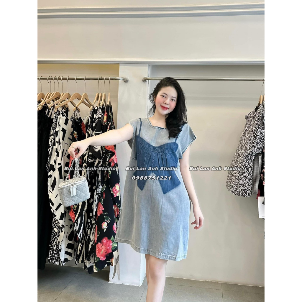 Váy bò giặt mốc loang nơ siêu hot MC817