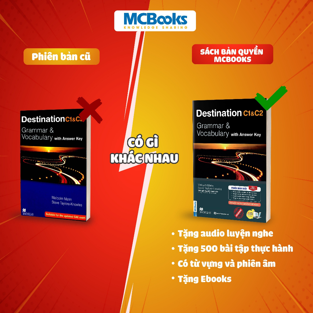 Sách - Combo Destination Grammar & Vocabulary B1, B2 Phiên bản mới kèm Đáp án và Bài tập Tặng Bookmark MCBooks