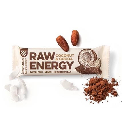 Bánh thanh protein bar BOMBUS vị coconut & cocoa tăng cơ giảm mỡ nạp năng lượng tập gym RAW ENERGY - 50g BFitness