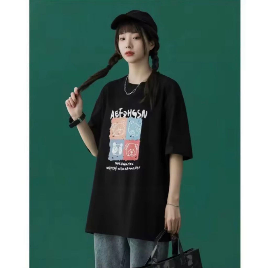 Áo phông nữ tay ngắn cổ tròn thun cotton in hình gấu dễ thương áo thun nữ bán chạy giá rẻ size M, L siêu hot thời trang