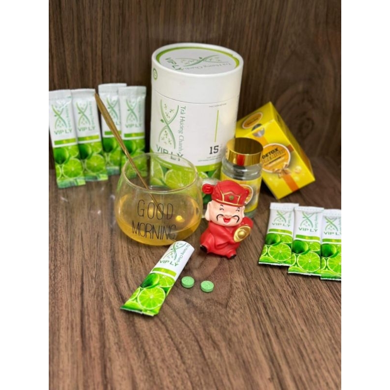 cùng trà thảo mộc giảm cân hương chanh VIP LÌ - tặng 30 viên detox kèm theo , tặng thêm khẩu trang