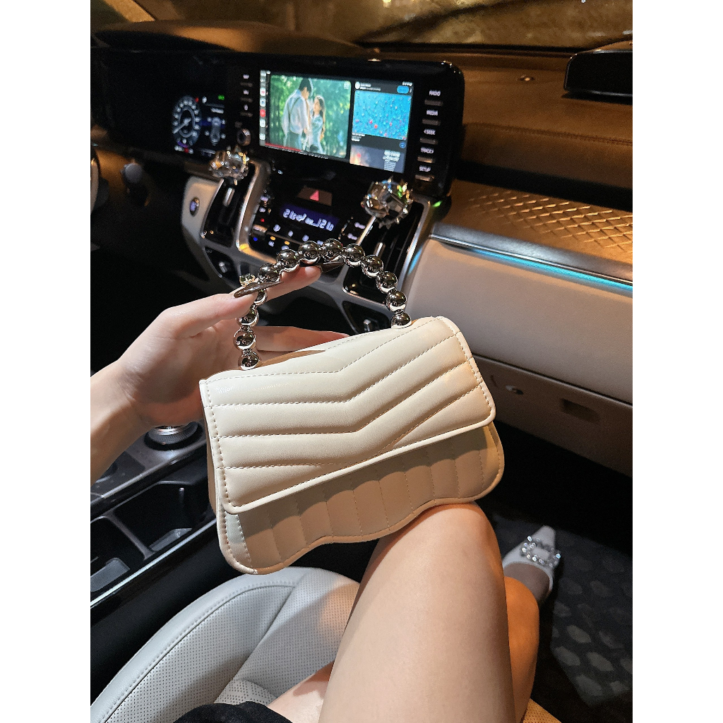 Túi xách nữ, túi xách tay quai kiềng đế vân sóng da mềm Jime Store T35