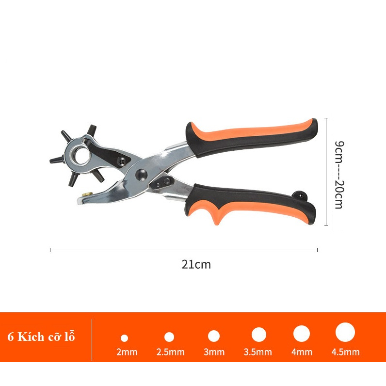 Kìm Bấm Lỗ Dây Nịt, Bấm Dây Da Đồng Hồ,Thắt Lưng, Giày Dép, Bìa Cứng... Loại 6 Size 6 Lỗ