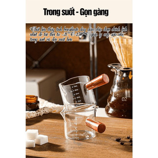 Cốc Thuỷ Tinh Cán Gỗ Đong Cafe, Sữa 75ml