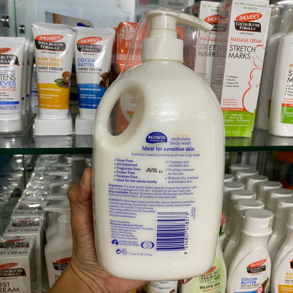 [Có tem cty] Sữa tắm Redwin Sorbolene body Wash With Vitamin E 500ml - làm sạch và cân bằng độ ẩm