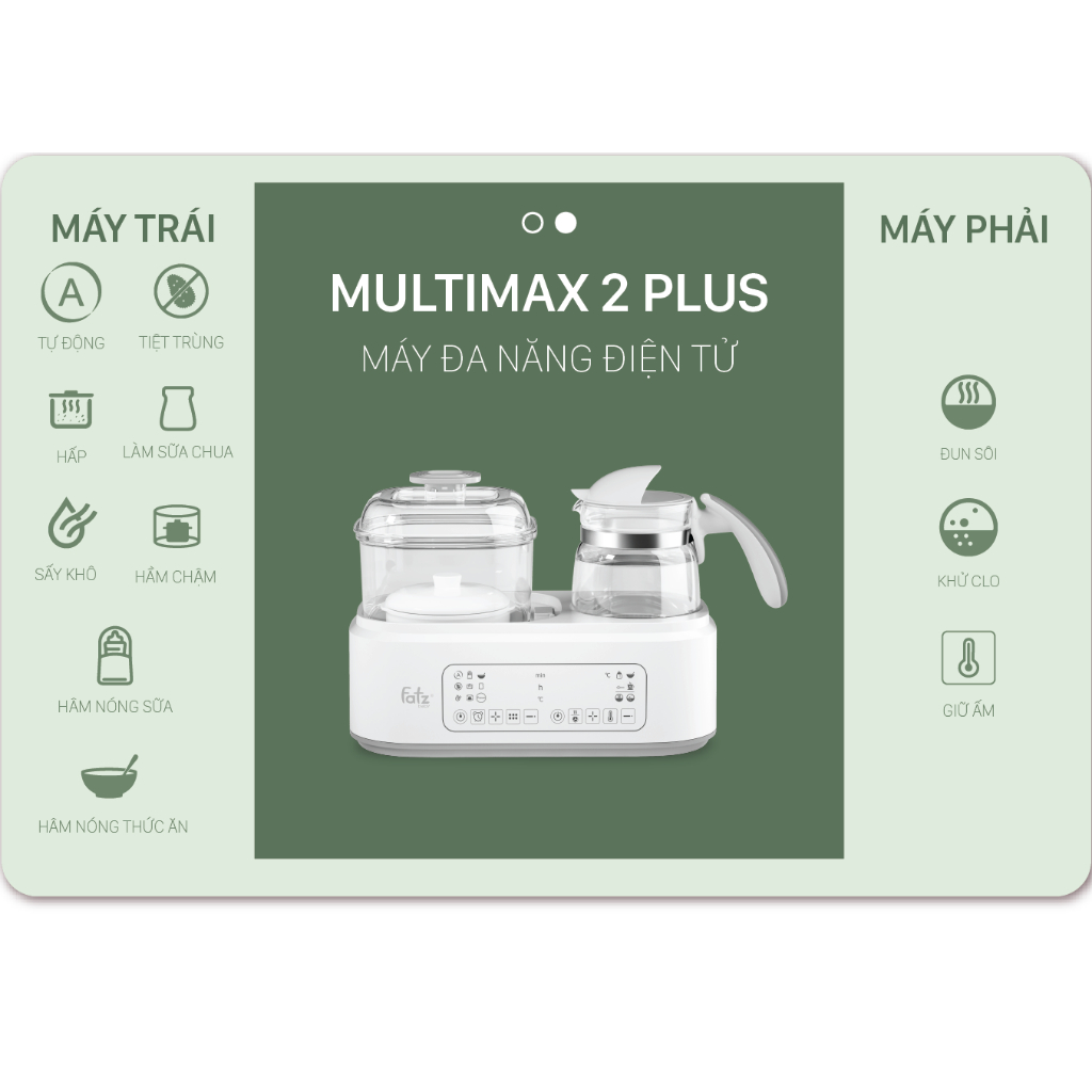 Máy Hâm Sữa Tiệt Trùng Đa Năng  Fatzbaby Multimax 2 / 2Plus  Bảo hành chính hãng 12 tháng