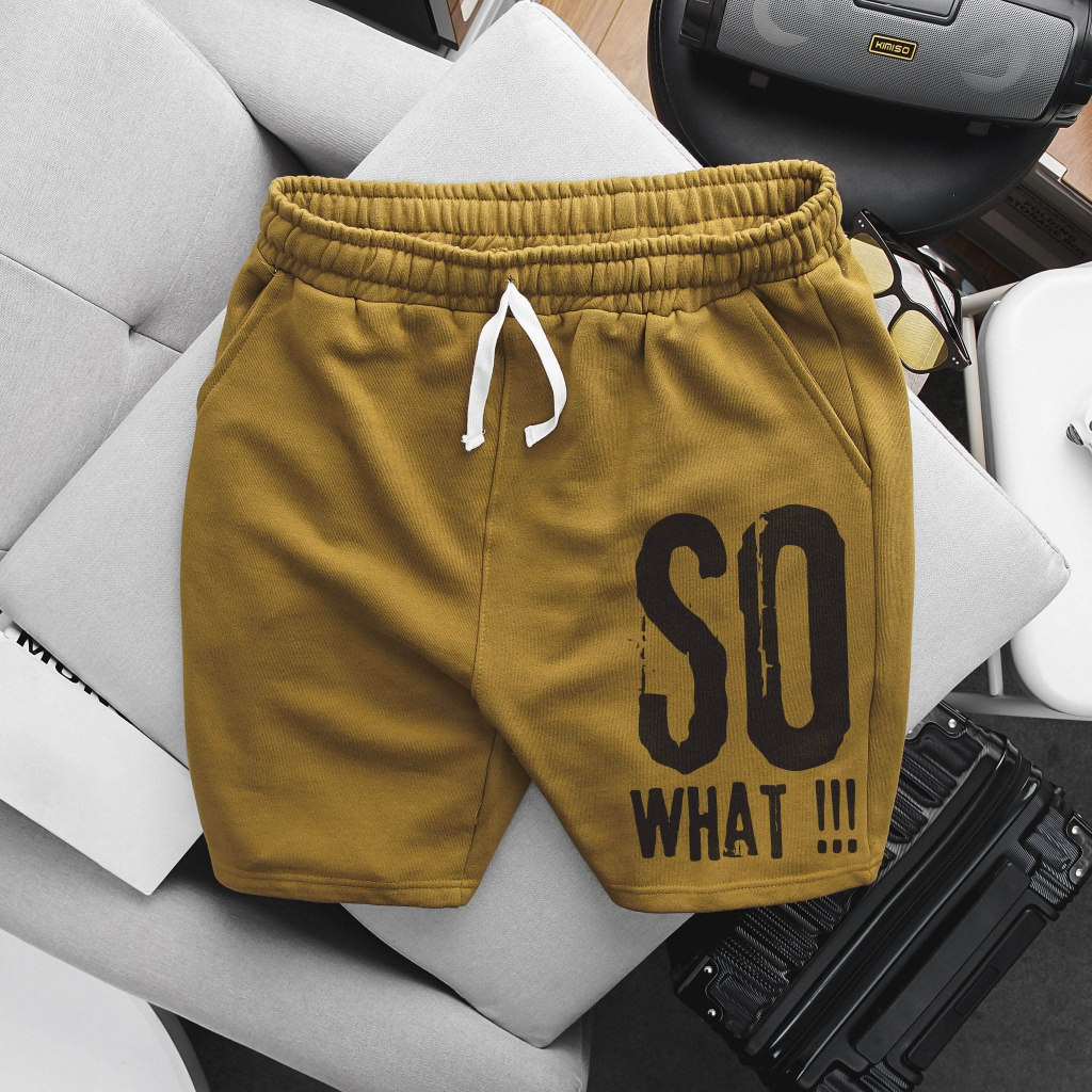 Quần short thun vải nỉ cua co giãn tốt form thời trang in chữ so bigsize nam cỡ đại 140kg