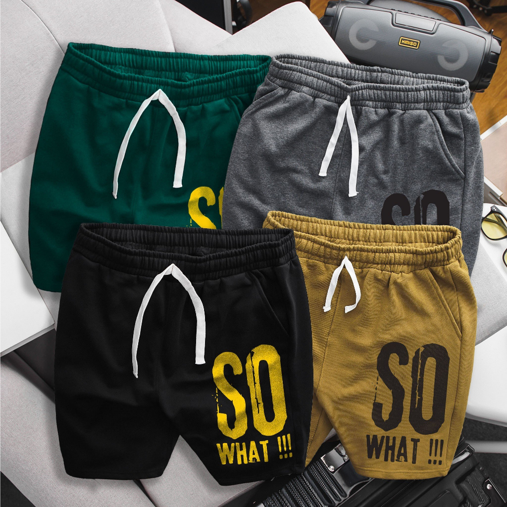 Quần short thun vải nỉ cua co giãn tốt form thời trang in chữ so bigsize nam cỡ đại 140kg