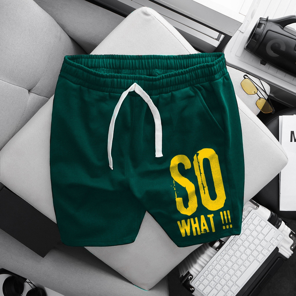 Quần short thun vải nỉ cua co giãn tốt form thời trang in chữ so bigsize nam cỡ đại 140kg