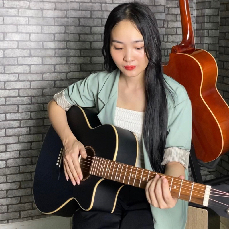 Đàn guitar acoustic SVA1 màu đen có ty  - Tặng 8 phụ kiện - Bảo hành 1 năm