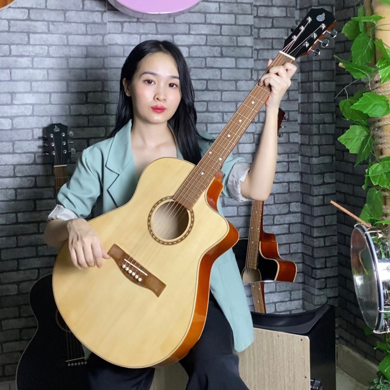 Đàn guitar acoustic SV-A1 có ty chỉnh cần - Mặt gỗ thông nguyên tấm - Tặng 8 phụ kiện - Bảo hành 1 năm