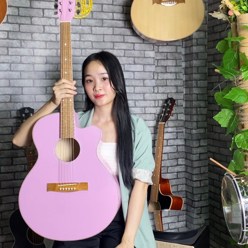 Đàn guitar acoustic màu có ty SV-A1CL đàn cho người mới - Tặng 7 phụ kiện - Bảo hành 1 năm