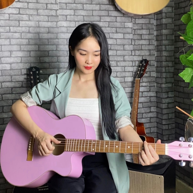 Đàn guitar acoustic màu có ty SV-A1CL đàn cho người mới - Tặng 7 phụ kiện - Bảo hành 1 năm