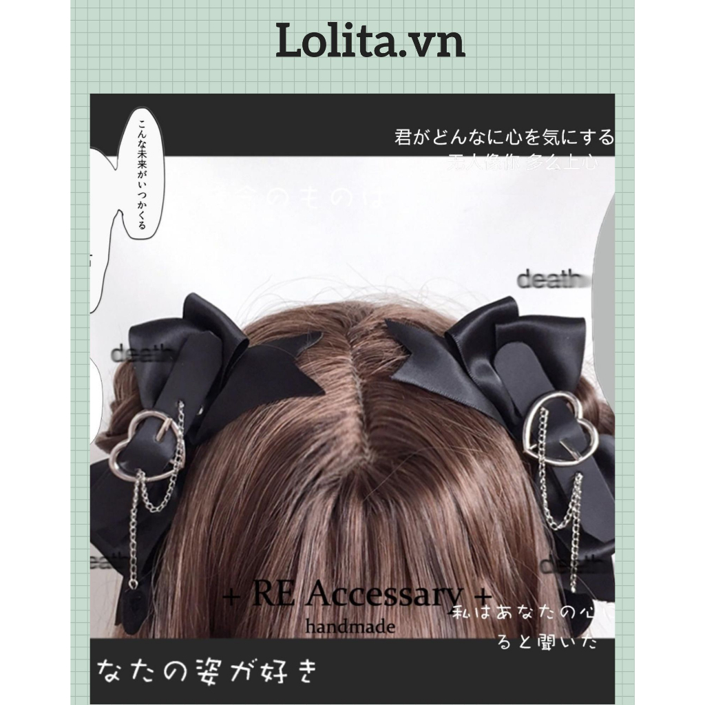 Kẹp tóc nơ ruy băng lolita phong cách Nhật Bản (Kèm ảnh thật)