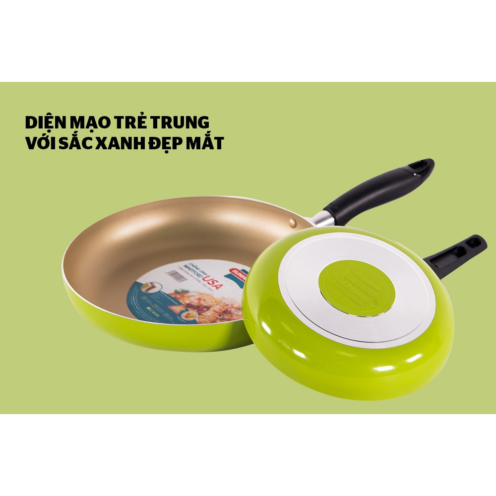 Cặp Chảo Nhôm Trơn Cạn SUNHOUSE SHS2418 Xanh - Sampanh Màu Sắc Trẻ Trung Chống Dính Tốt Độ Bền Cao Chắc Chắn