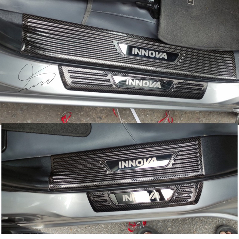 Ốp Nẹp bước chân Chống trầy Cốp xe toyota Innova 2017-2023 Carbon Đủ logo kèm Phụ kiện trang trí dán 2018 2019 2020 2021