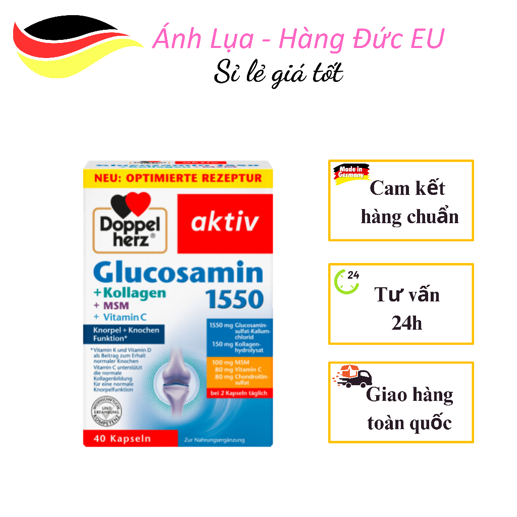 Viên uống Glucosamin 1500 bổ sung canxi giúp xương chắc khỏe, giảm đau mỏi, cơ thể vận động khỏe mạnh