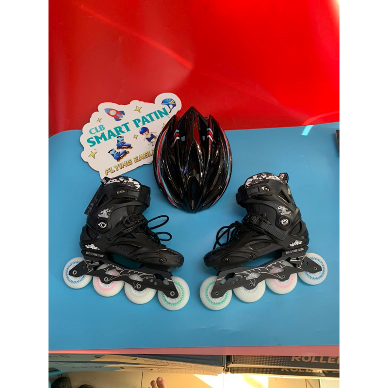 Giày patin R6 full 8 bánh sáng cao su, nhựa đúc toàn thân an toàn chắc chân