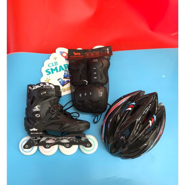 Giày patin R6 full 8 bánh sáng cao su, nhựa đúc toàn thân an toàn chắc chân