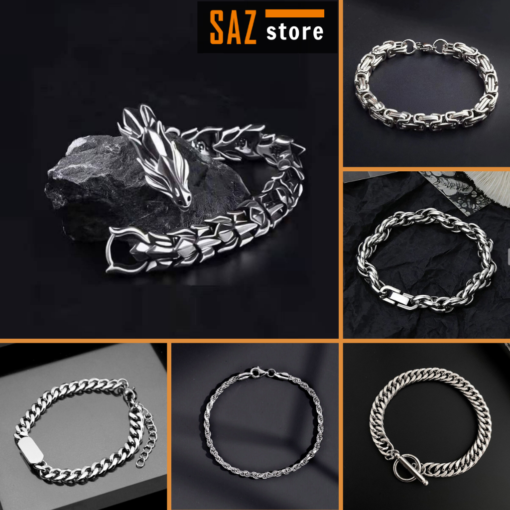Vòng tay titan nam nữ unisex SAZ thời trang cá tính titan không gỉ nhiều lựa chọn  - Lắc Tay Tổng hợp