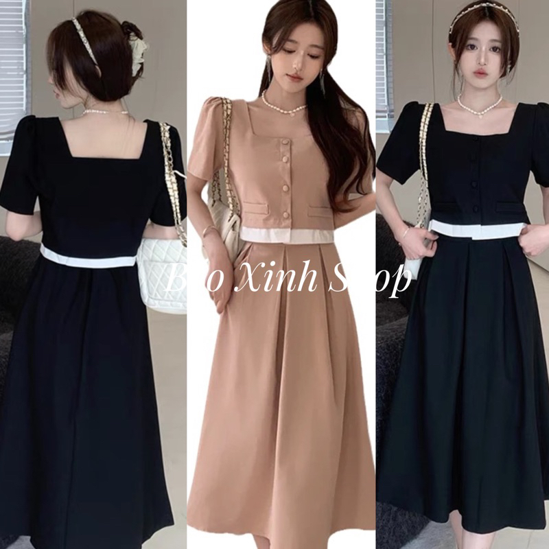 Thời Trang Bigsize Set Váy Áo Dự Tiệc Vải Cotton Lạnh 50 - 100Kg Dễ Thương