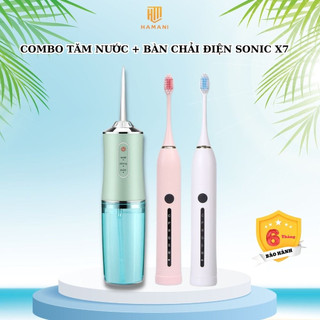 Combo Máy Tăm Nước HAMANI và Bàn Chải Điện X7 làm sạch vệ sinh răng miệng bảo hành 6 tháng