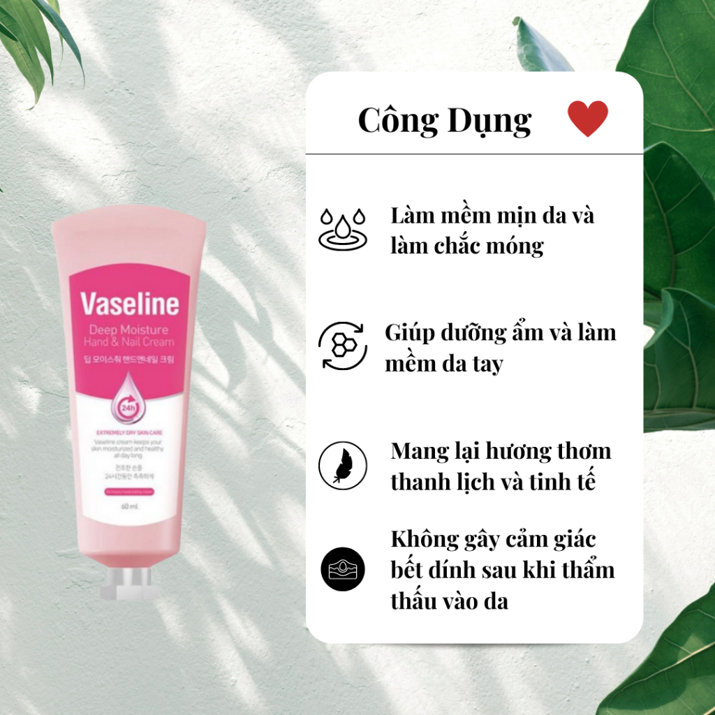 Kem Dưỡng Da Tay Và Móng Vaseline Deep Moisture Hàn Quốc 60ML