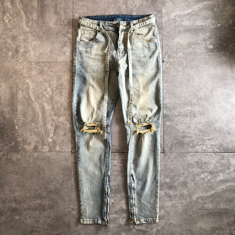 Quân jeans rách gối B033 BuiVintage,phom slimfit vải denim cao cấp co giãn tốt.