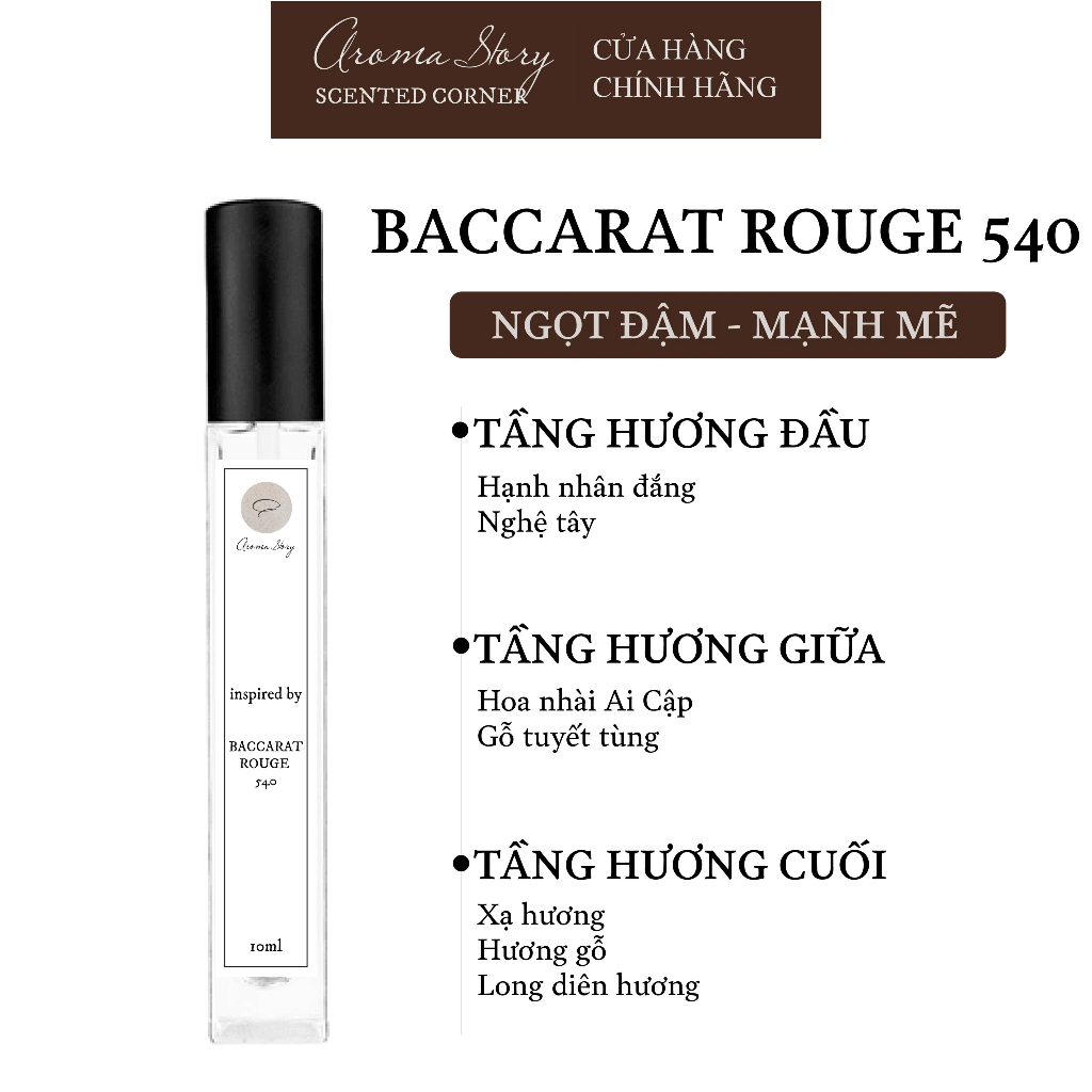 Nước Hoa Baccarat Rouge 540 Unisex Aroma Story 10ml/50ml Lưu Hương 6-8 Giờ