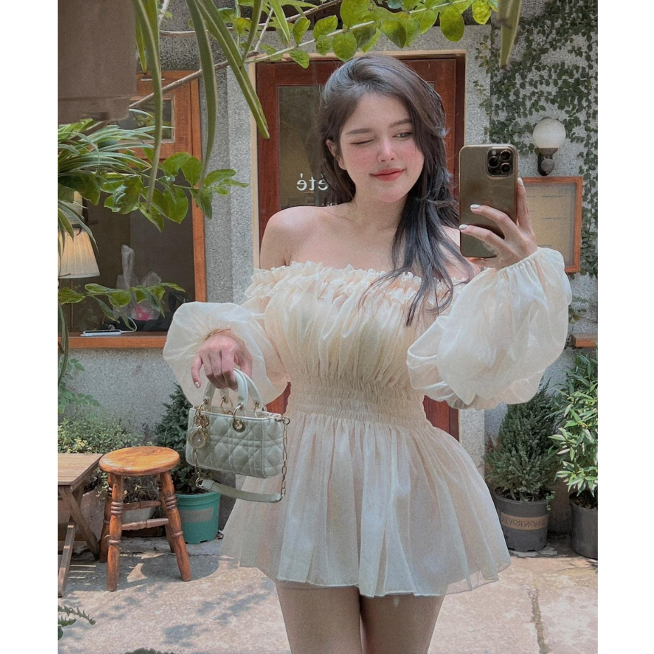 sơ mi trễ vai bo chun eo tôn dáng cho nàng_23252
