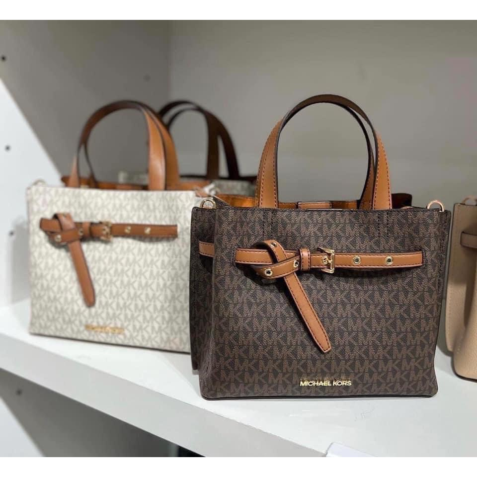 Túi xách chính hãng nữ Michael Kors emillia  nâu logo