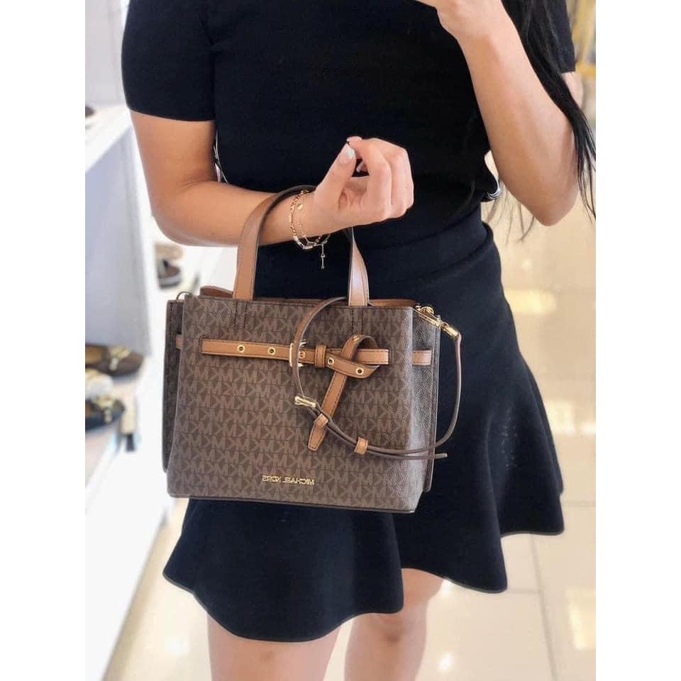 Túi xách chính hãng nữ Michael Kors emillia  nâu logo