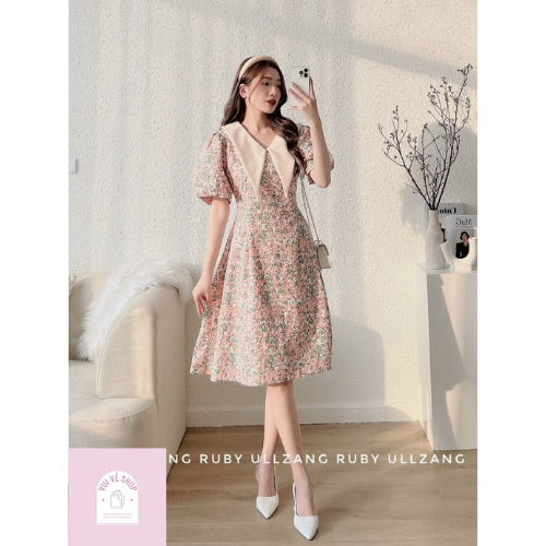 Váy Đầm Hoa Dáng Xòe Tay Ngắn Thời Trang Nữ Thanh Lịch Thời Thượng | Vui Vẻ Shop