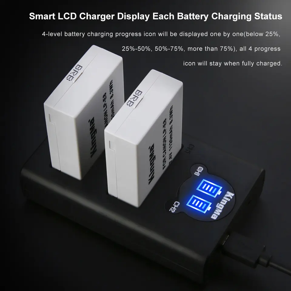 Bộ pin sạc Type-C Canon LP-E8 LPE8 Canon EOS 550D 600D 650D 700D Kiss X4 X5 X6 X7i Rebel T2i T3 T4 T5 hãng Kingma