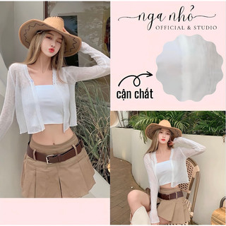 Áo khoác len dài tay mỏng nhẹ croptop