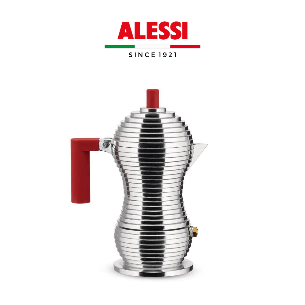 Bình pha cà phê moka pot nắp đỏ ALESSI PULCINA - Hàng chính hãng