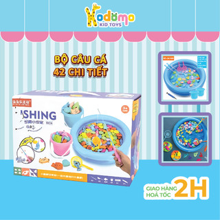 Đồ chơi câu cá, bộ câu cá cho bé 42 chi tiết kèm cần câu, bể phao 2 tầng cho trẻ vui chơi tại nhà - kodomo
