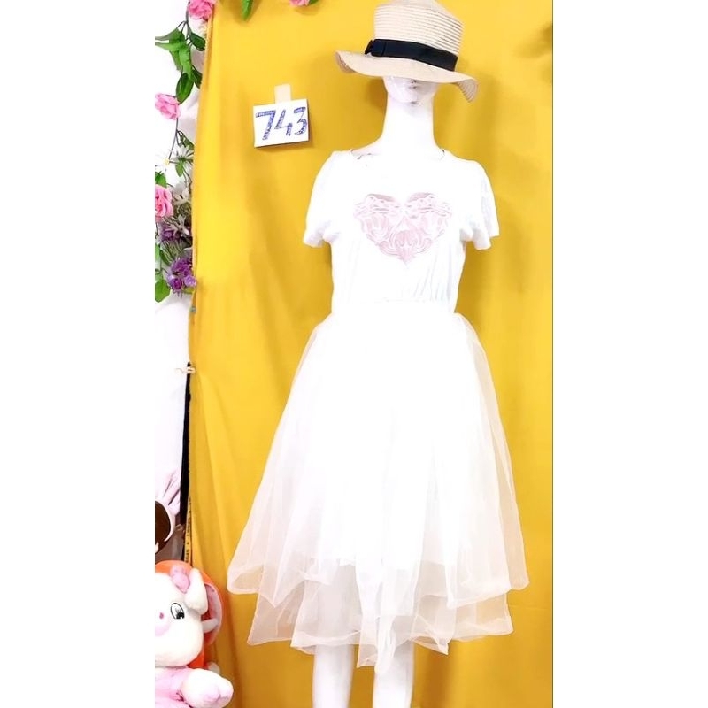 đầm Thun phối chân váy lưới tầng. S743
