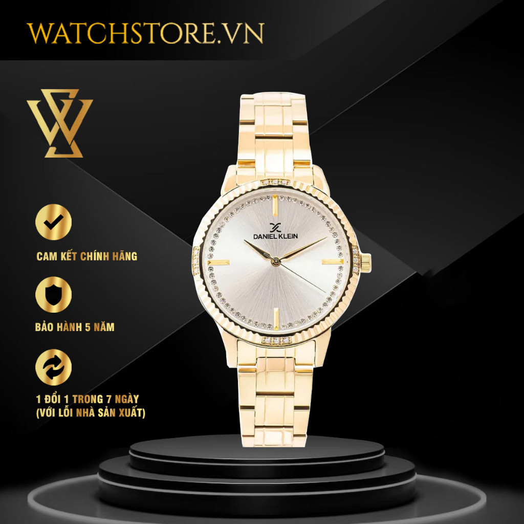 Đồng Hồ Quartz Nữ Daniel Klein Premium Ladies WATCHSTORE DK.1.12530.3 Mặt Kính Khoáng 35mm, Dây Kim Loại, Vỏ Thép
