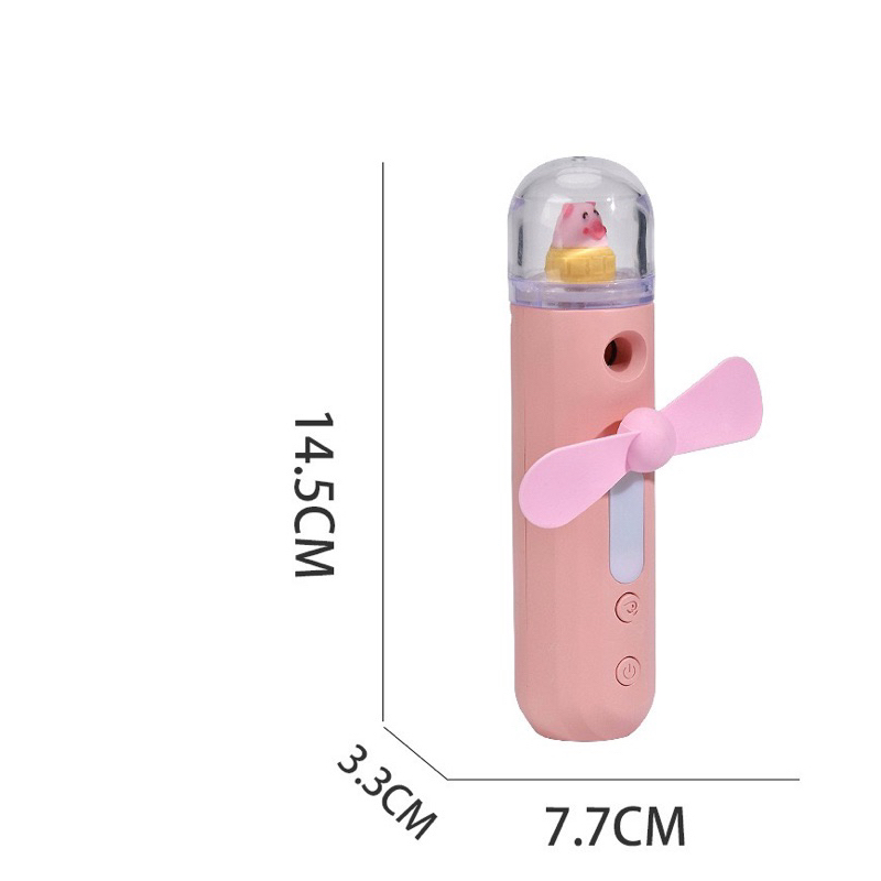Quạt mini phun sương cầm tay có kèm dây sạc | Tích hợp phun sương đèn ngủ | Shop House Offical