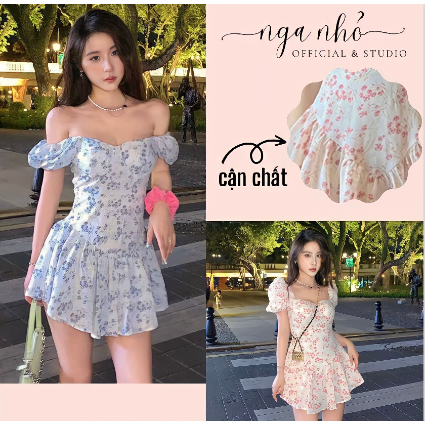 Váy hoa nhí dáng ngắn form xòe